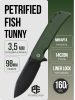 Нож Petrified Fish Tunny, Black Stonewashed, 14C28N, Micarta Army Green Handle, PFB05AGRMDW Нож Petrified Fish Tunny, Black Stonewashed, 14C28N, Micarta Army Green Handle, PFB05AGRMDW